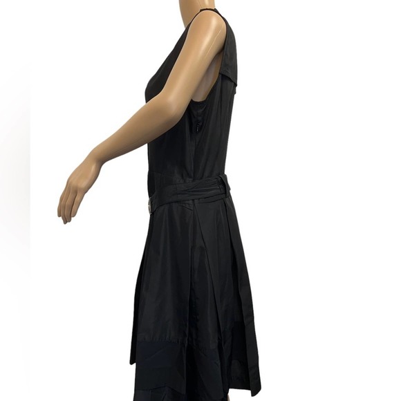 ZARA Basics Black Satin Feel Sleeveless MIDI Dress V-Neck Size Large - Picture 7 of 12
